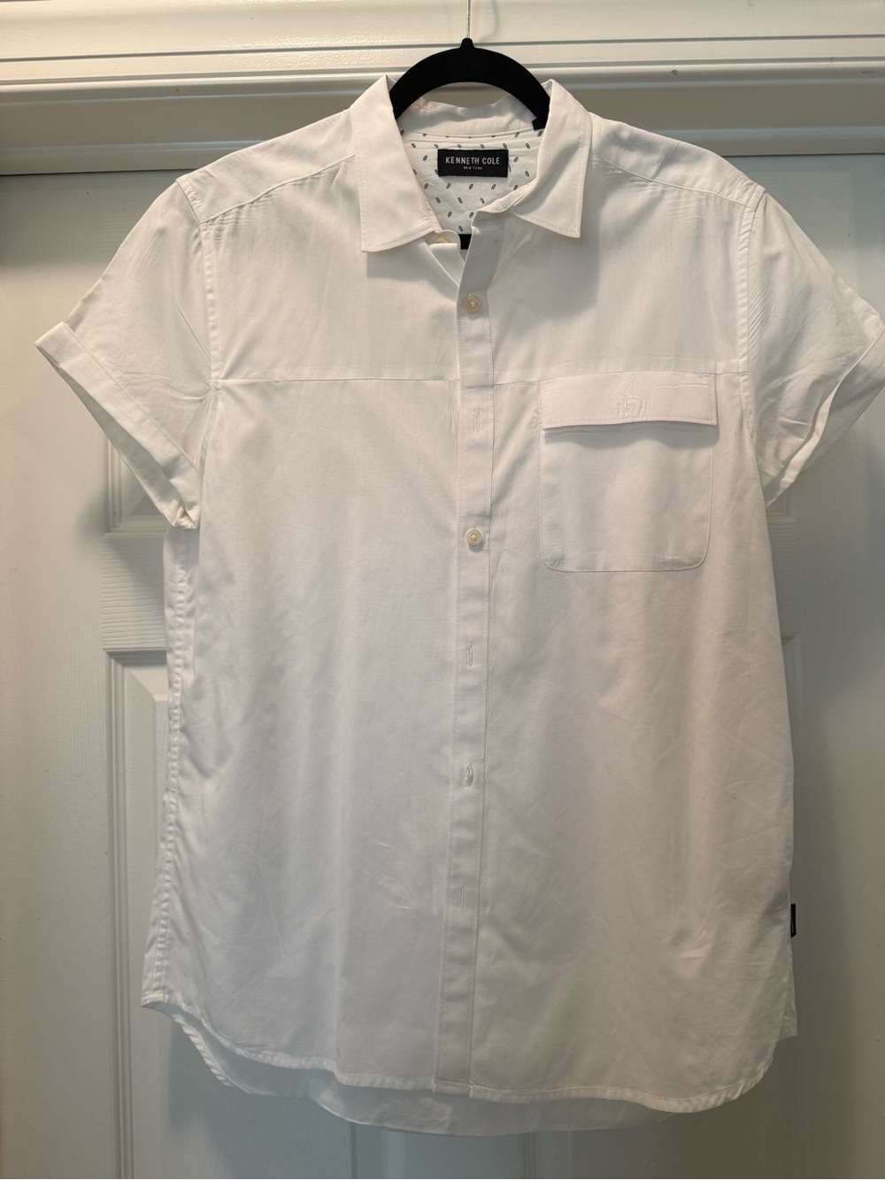 Kenneth Cole Men’s Short Sleeve White Button-Up Shirt